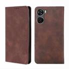 For ZTE Axon 40 Lite Skin Feel Magnetic Leather Phone Case(Dark Brown) - 1