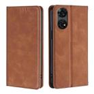 For ZTE Anshin Family Skin Feel Magnetic Leather Phone Case(Light Brown) - 1