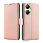 For vivo Y35+ 5G Ultra-thin Voltage Side Buckle Horizontal Flip Leather Phone Case(Rose Gold) - 1