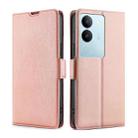 For vivo S17 5G Ultra-thin Voltage Side Buckle Horizontal Flip Leather Phone Case(Rose Gold) - 1