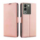 For vivo V29e 5G Ultra-thin Voltage Side Buckle Horizontal Flip Leather Phone Case(Rose Gold) - 1