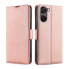 For ZTE Axon 40 Lite Ultra-thin Voltage Side Buckle Horizontal Flip Leather Phone Case(Rose Gold) - 1