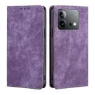 For vivo iQOO Neo 8 / 8 Pro 5G RFID Anti-theft Brush Magnetic Leather Phone Case(Purple) - 1