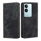 For vivo S17 5G / S17 Pro 5G RFID Anti-theft Brush Magnetic Leather Phone Case(Black) - 1