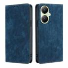 For vivo Y35+ 5G RFID Anti-theft Brush Magnetic Leather Phone Case(Blue) - 1