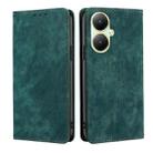 For vivo Y35+ 5G RFID Anti-theft Brush Magnetic Leather Phone Case(Green) - 1