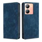For vivo Y78 5G RFID Anti-theft Brush Magnetic Leather Phone Case(Blue) - 1