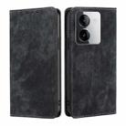 For vivo Y78T 5G / iQOO Z8x 5G RFID Anti-theft Brush Magnetic Leather Phone Case(Black) - 1