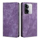 For vivo Y78T 5G / iQOO Z8x 5G RFID Anti-theft Brush Magnetic Leather Phone Case(Purple) - 1