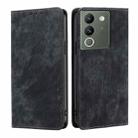 For vivo V29e 5G RFID Anti-theft Brush Magnetic Leather Phone Case(Black) - 1