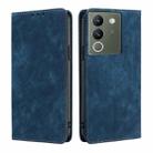 For vivo V29e 5G RFID Anti-theft Brush Magnetic Leather Phone Case(Blue) - 1