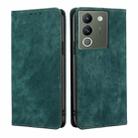 For vivo V29e 5G RFID Anti-theft Brush Magnetic Leather Phone Case(Green) - 1