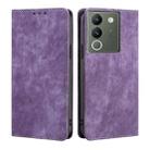 For vivo V29e 5G RFID Anti-theft Brush Magnetic Leather Phone Case(Purple) - 1