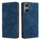 For vivo Y03 4G RFID Anti-theft Brush Magnetic Leather Phone Case(Blue) - 1