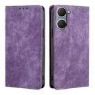 For vivo Y03 4G RFID Anti-theft Brush Magnetic Leather Phone Case(Purple) - 1