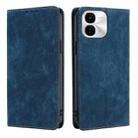 For vivo iQOO Z9x 5G RFID Anti-theft Brush Magnetic Leather Phone Case(Blue) - 1