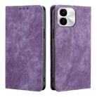 For vivo iQOO Z9x 5G RFID Anti-theft Brush Magnetic Leather Phone Case(Purple) - 1