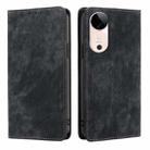 For vivo S19 RFID Anti-theft Brush Magnetic Leather Phone Case(Black) - 1