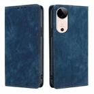 For vivo S19 RFID Anti-theft Brush Magnetic Leather Phone Case(Blue) - 1