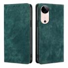 For vivo S19 RFID Anti-theft Brush Magnetic Leather Phone Case(Green) - 1