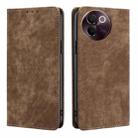 For vivo V30e 5G Global RFID Anti-theft Brush Magnetic Leather Phone Case(Brown) - 1