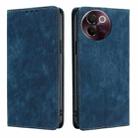 For vivo V30e 5G Global RFID Anti-theft Brush Magnetic Leather Phone Case(Blue) - 1