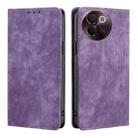 For vivo V30e 5G Global RFID Anti-theft Brush Magnetic Leather Phone Case(Purple) - 1