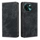 For vivo Y38 5G / T3x Global RFID Anti-theft Brush Magnetic Leather Phone Case(Black) - 1