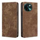 For vivo Y38 5G / T3x Global RFID Anti-theft Brush Magnetic Leather Phone Case(Brown) - 1