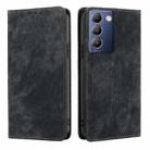 For vivo Y100 5G IDN RFID Anti-theft Brush Magnetic Leather Phone Case(Black) - 1