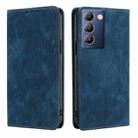 For vivo Y100 5G IDN RFID Anti-theft Brush Magnetic Leather Phone Case(Blue) - 1