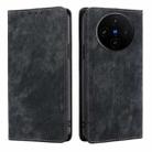 For vivo X100s RFID Anti-theft Brush Magnetic Leather Phone Case(Black) - 1