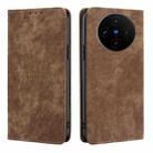 For vivo X100s RFID Anti-theft Brush Magnetic Leather Phone Case(Brown) - 1
