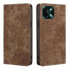 For vivo Y28 4G RFID Anti-theft Brush Magnetic Leather Phone Case(Brown) - 1