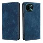 For vivo Y28 4G RFID Anti-theft Brush Magnetic Leather Phone Case(Blue) - 1