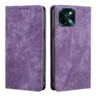 For vivo Y28 4G RFID Anti-theft Brush Magnetic Leather Phone Case(Purple) - 1