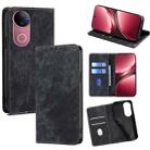 For vivo V50 5G RFID Anti-theft Brush Magnetic Leather Phone Case(Black) - 1