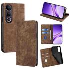 For vivo V50 Lite 5G RFID Anti-theft Brush Magnetic Leather Phone Case(Brown) - 1