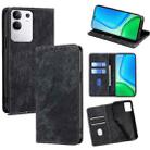 For vivo Y29 4G Global RFID Anti-theft Brush Magnetic Leather Phone Case(Black) - 1