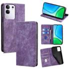 For vivo Y29 4G Global RFID Anti-theft Brush Magnetic Leather Phone Case(Purple) - 1