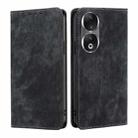 For Honor 90 5G RFID Anti-theft Brush Magnetic Leather Phone Case(Black) - 1