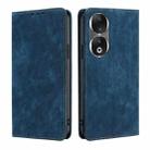 For Honor 90 5G RFID Anti-theft Brush Magnetic Leather Phone Case(Blue) - 1