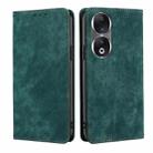 For Honor 90 5G RFID Anti-theft Brush Magnetic Leather Phone Case(Green) - 1