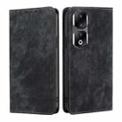 For Honor 90 Pro 5G RFID Anti-theft Brush Magnetic Leather Phone Case(Black) - 1