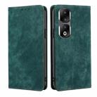 For Honor 90 Pro 5G RFID Anti-theft Brush Magnetic Leather Phone Case(Green) - 1