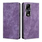 For Honor 90 Pro 5G RFID Anti-theft Brush Magnetic Leather Phone Case(Purple) - 1