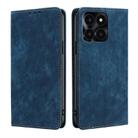 For Honor X6a 4G RFID Anti-theft Brush Magnetic Leather Phone Case(Blue) - 1