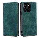 For Honor X6a 4G RFID Anti-theft Brush Magnetic Leather Phone Case(Green) - 1