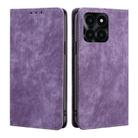 For Honor X6a 4G RFID Anti-theft Brush Magnetic Leather Phone Case(Purple) - 1