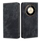 For Honor X50 5G RFID Anti-theft Brush Magnetic Leather Phone Case(Black) - 1